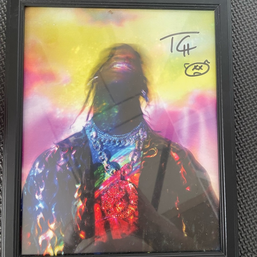 Travis Scott Signed Print w FACE ART